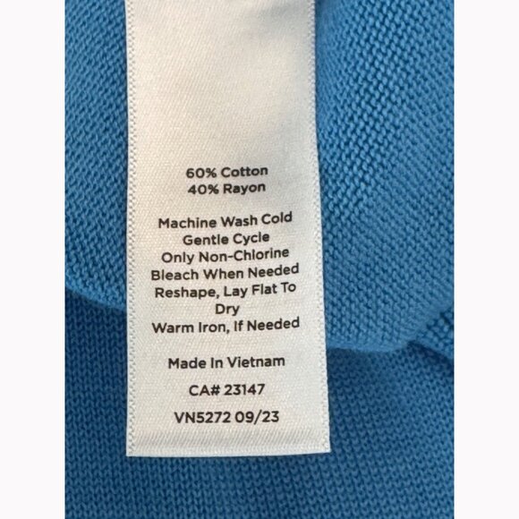 Talbots Women’s Plus 1X Turquoise Blue Cotton Rayon Cardigan Sweater Pockets - Picture 6 of 8